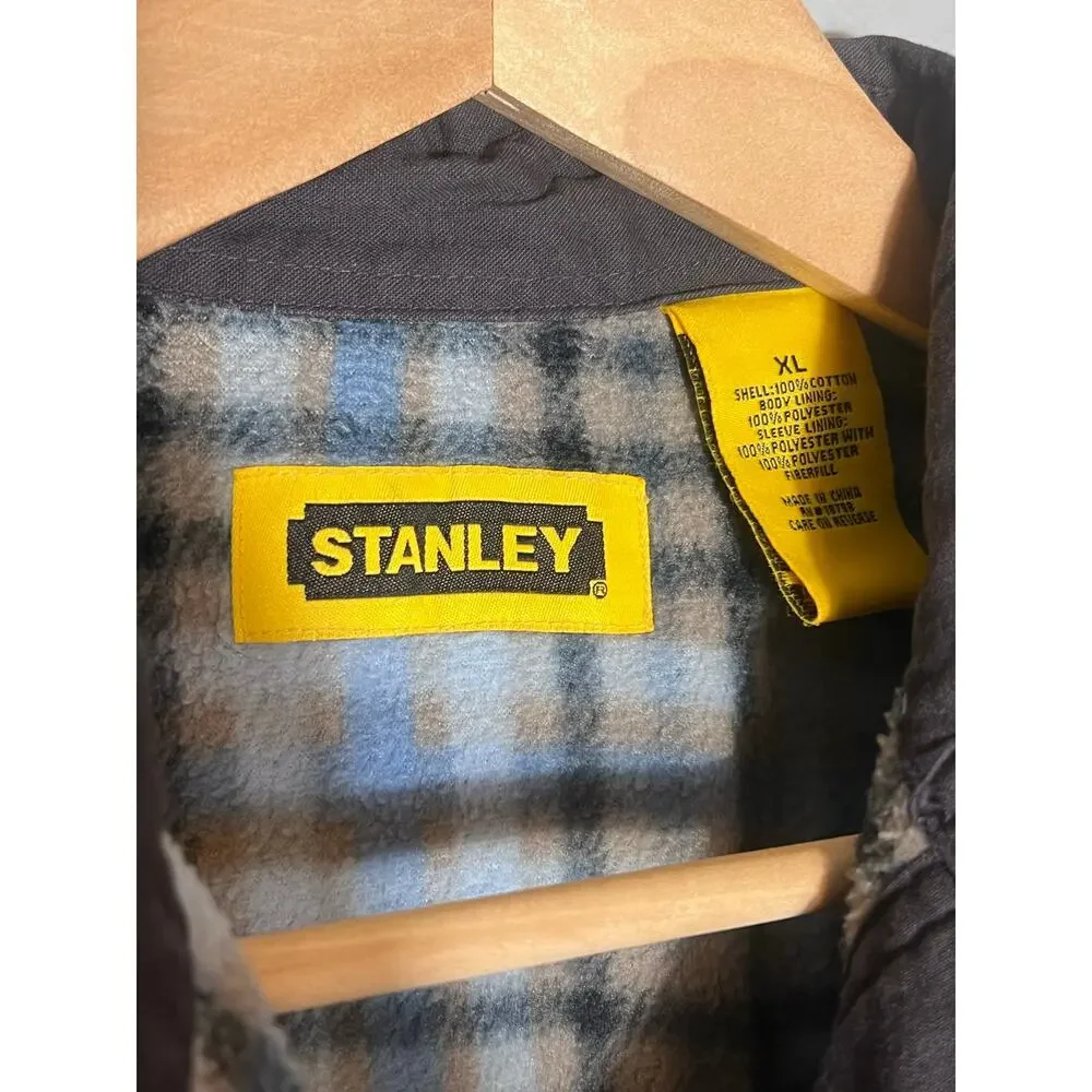Stanley Mens XL Chore Shirt Button Flannel Lined Cotton Navy Workwear Farmer